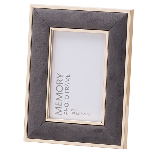 Grey Velvet with Gold 4x6 Frame