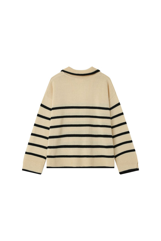 Gavroche Jumper in Black and Cream Stripe