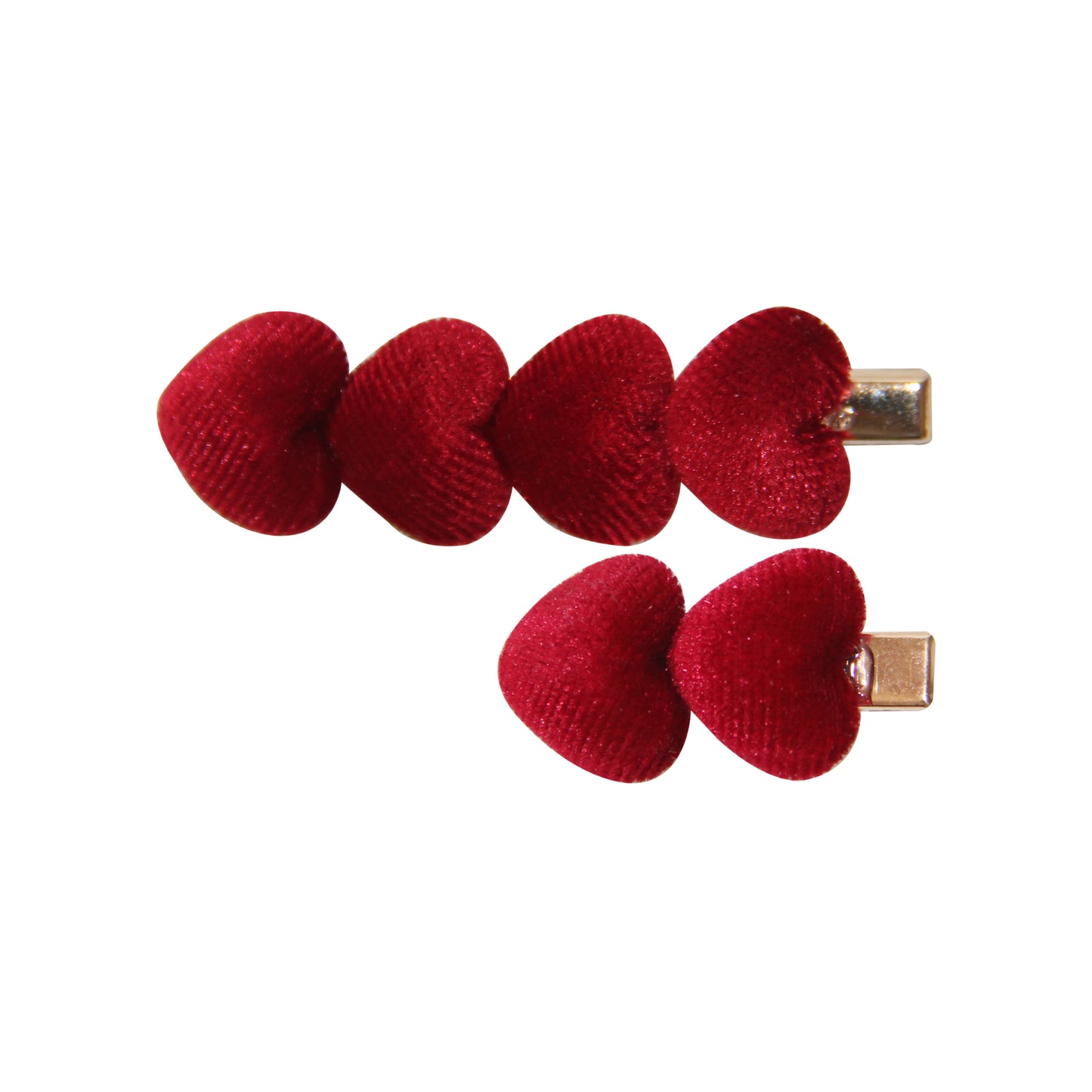 Red Velvet Heart Hair Clips